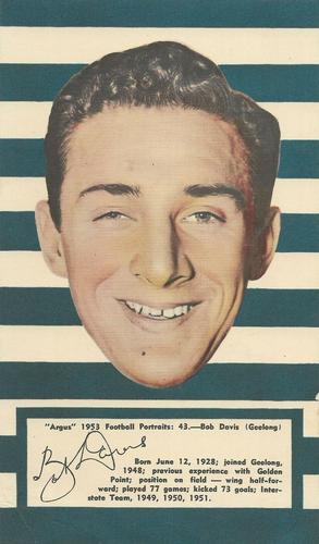 1953 Argus Football Portraits #43 Bob Davis Front